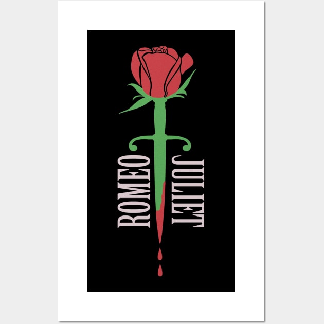 Romeo and Juliet Shakespeare Minimalist Design Wall Art by Get Hopped Apparel